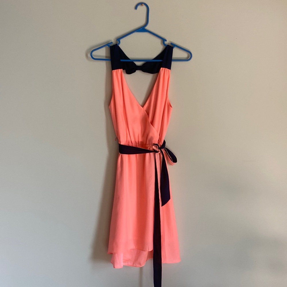 American Eagle Coral + Navy Dress - Size Medium